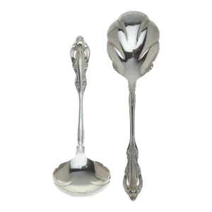 Mid 20th Century Silverplate Scallop Serving Spoons- a Pair