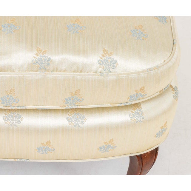 Late 20th Century Floral Silk Upholstered Wingback Slipper Chair For Sale - Image 5 of 7