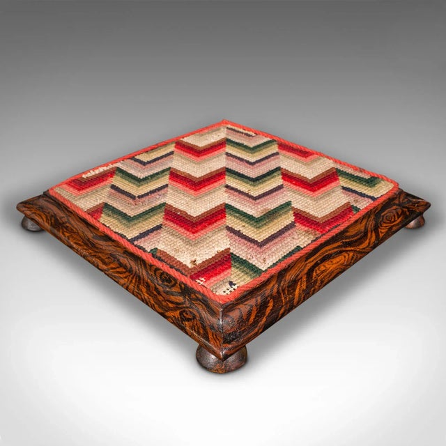 Mid 19th Century 1850s Victorian Small Antique Tabletop Sampler, English, Embroidered, Miniature Stool For Sale - Image 5 of 8