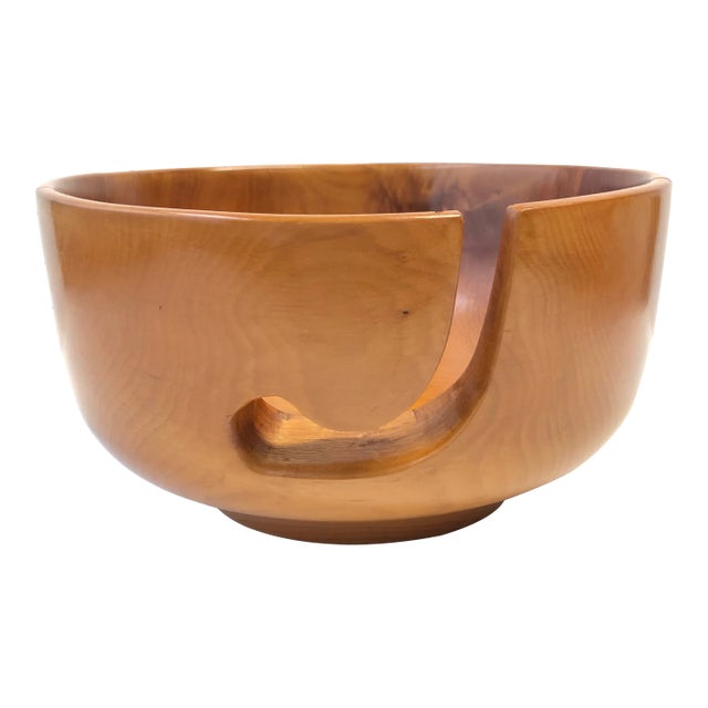 Hand Turned Hardwood Yew Yarn Bowl For Sale