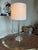 Brass-Plated Polished Nickel & Lucite Table Lamp For Sale - Image 4 of 4