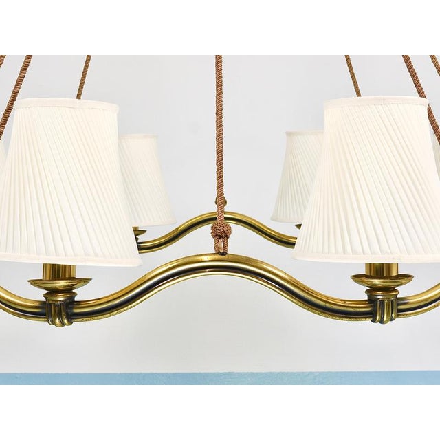 Large Viennese Modernism Curved Brass Wave Chandelier by Hugo Gorge, 1940s For Sale - Image 14 of 18