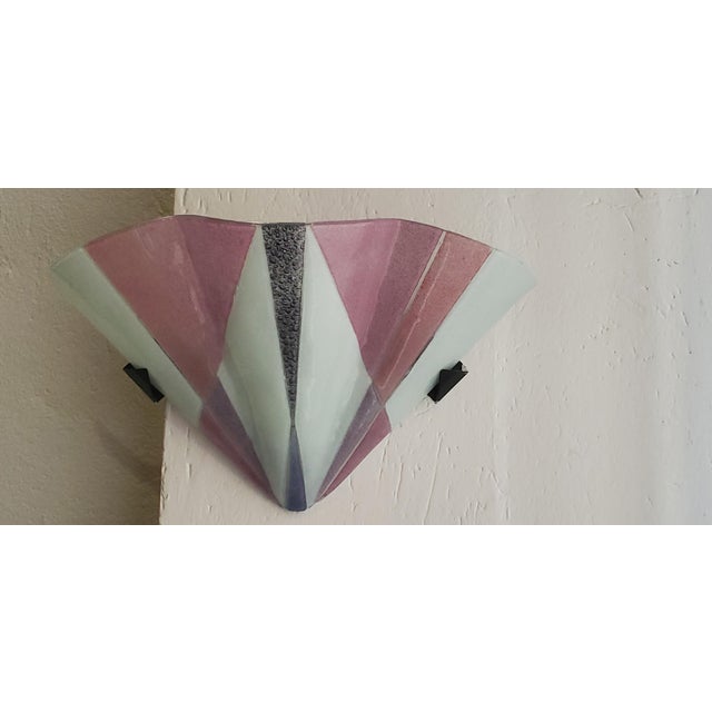 1970s Art Deco Style Murano Glass Wall Lamps, 1970s, Set of 2 For Sale - Image 5 of 15