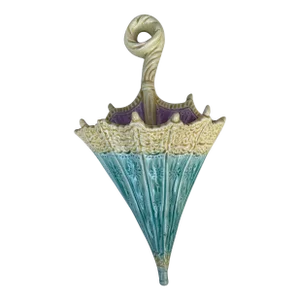 19th Century Majolica Umbrella Wall Pocket