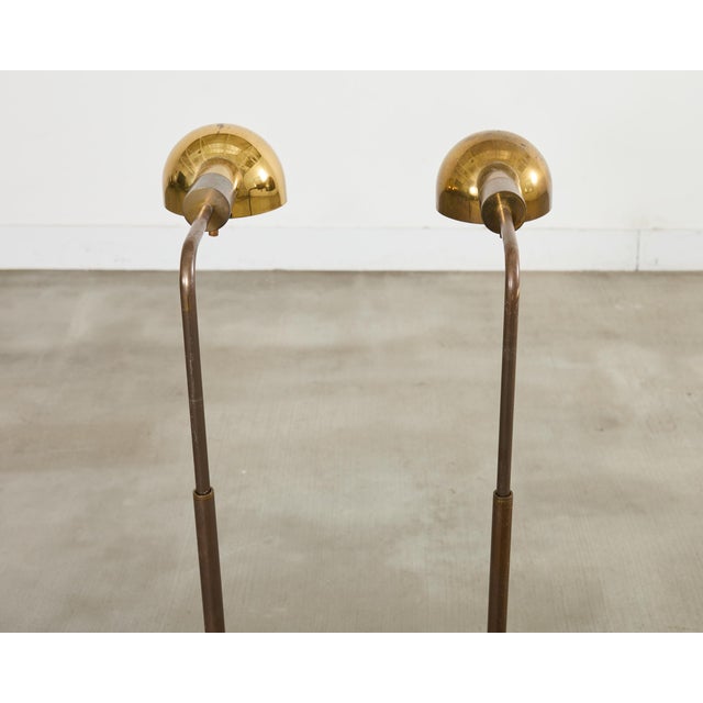 Pair of Midcentury Casella Patinated Brass Pharmacy Floor Lamps For Sale - Image 10 of 17