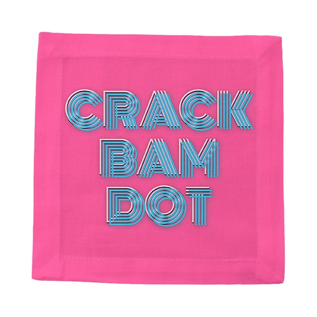 Pop Art Mahjong Crack Bam Dot Hybiscus Powder Cotton Sateen Cocktail Napkins, Set of 4 For Sale - Image 3 of 5