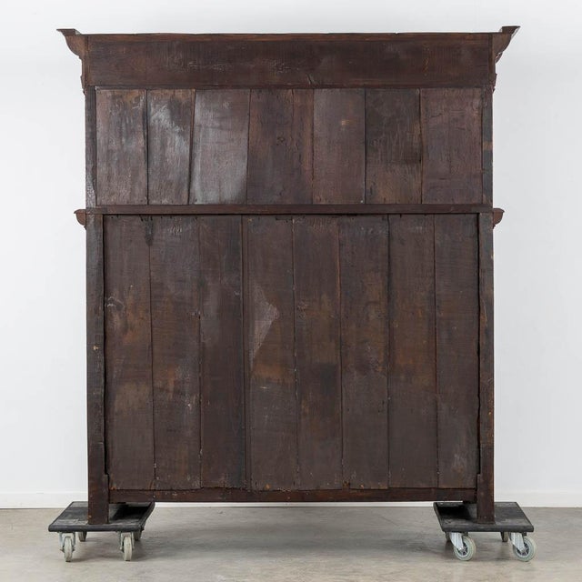 Monumental 17th Century Richly Ornamented and Coffered Flemish Oak Cabinet For Sale - Image 6 of 12
