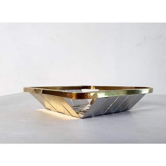 1970s Italian Modern Silver and Gold Metal Basket, 1970s For Sale - Image 5 of 8