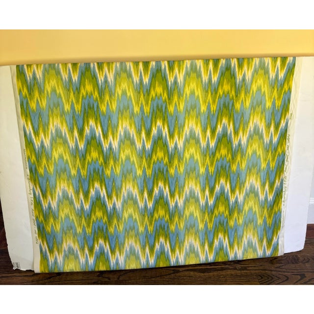 Vibrant fabric from Brunschwig & Fils “Montparnasse” in bright yellow, blue and white. 2 pieces totaling 3 1/2 yards.