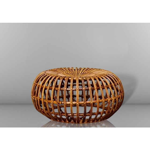 Vintage Round Rattan Pouf by Ico Parisi for Bonacina, 1960 For Sale - Image 10 of 10