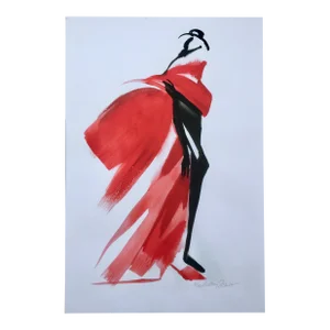 1980s “Favorite” Giclee Print of a Watercolor Fashion Illustration by Audrey Schilt -