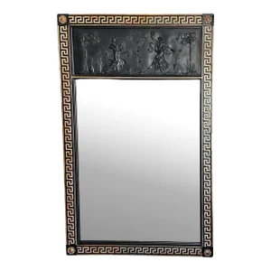 Neoclassic Style Greek Key Black Lacquered Wall Mirror