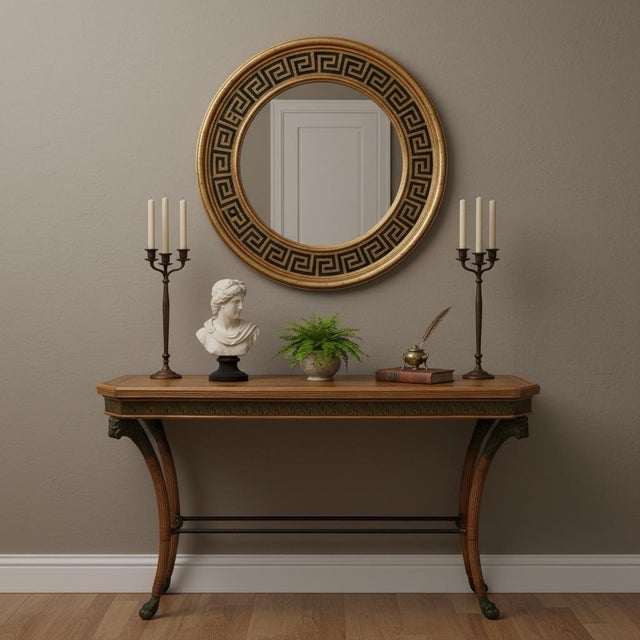 Wood 20th-C. Maitland-Smith Neo-Classical Style Rattan Console Table W/ Bronze Lions For Sale - Image 7 of 7