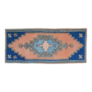 1970s Vintage Hand Knotted Turkish Rug - 22″ × 50″