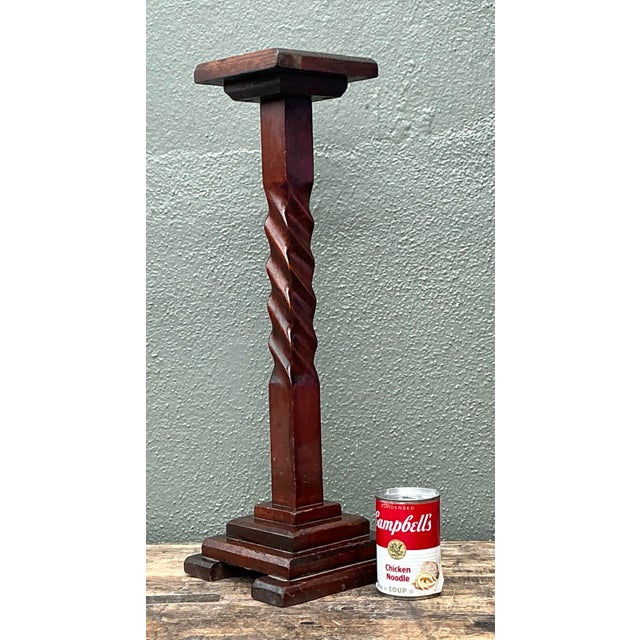 Wood Vintage Barley Twist Candlestick For Sale - Image 7 of 12