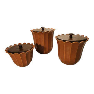 Mid 20th Century Sebring Studios Orange McCoy Canisters- Set of 3