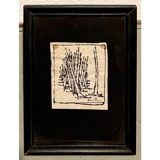 Ben-Zion Weinman, Expressionist Miniature Drawing Wheat Stalks American Modernist Ben Zion WPA, c.1950's For Sale - Image 4 of 5