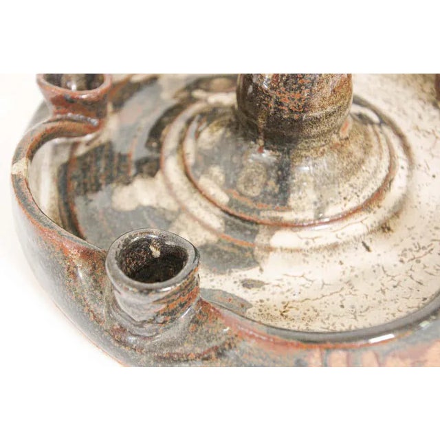 1960s Vintage Midcentury Stoneware Pottery Studio Candleholder For Sale - Image 5 of 8
