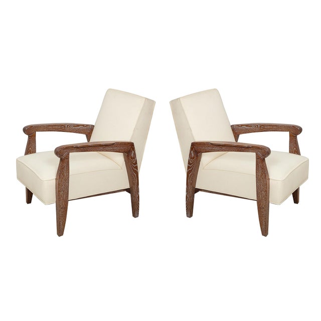 Bespoke Pair of Cerused Oak Alain Lounge Chairs For Sale - Image 11 of 11