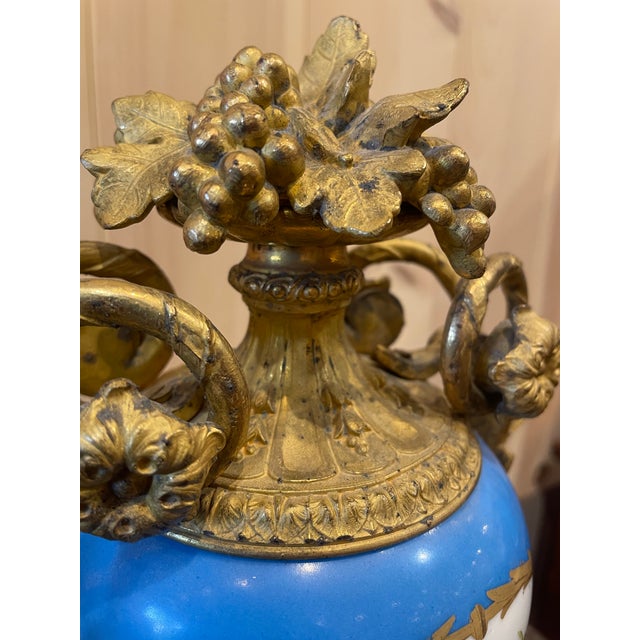 Pair of 19th Century Sèvres-Style Porcelain Vases With Gilt Bronze Mounts, Signed Mourey For Sale In New York - Image 6 of 10