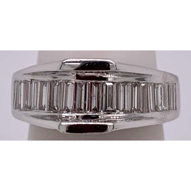 2010s 14 Karat White Gold Ring Wedding Band With Diamond Baguettes For Sale - Image 5 of 12