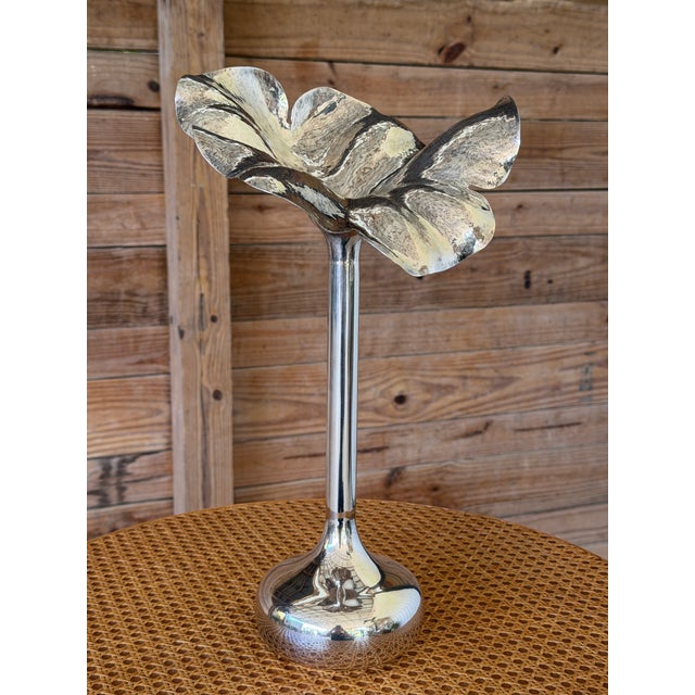 Vintage Sculptural Silver-Plated Flower Form Candlestick or Bud Vase, Bacillar For Sale - Image 9 of 11