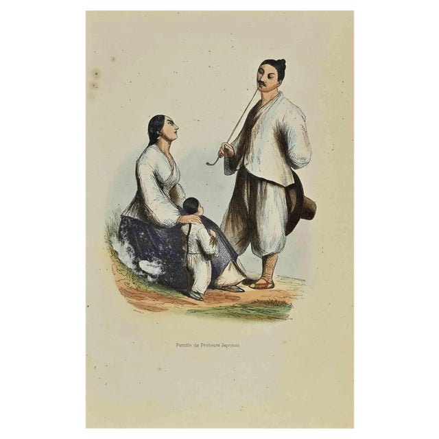 Auguste Wahlen, Family of Japanese Fishermen, Lithograph, 1844 For Sale
