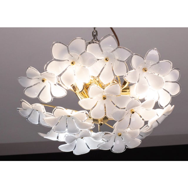 White Murano Style Ceiling Light White Flowers, 1970 For Sale - Image 8 of 12