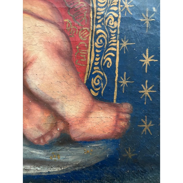 Attributed Cusco School Madonna & Child Oil on Canvas, Peru, 19th Century or Earlier, Family Provenance For Sale - Image 15 of 18