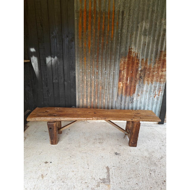 Brown Brutalist Workbench Console, 1890s For Sale - Image 8 of 18