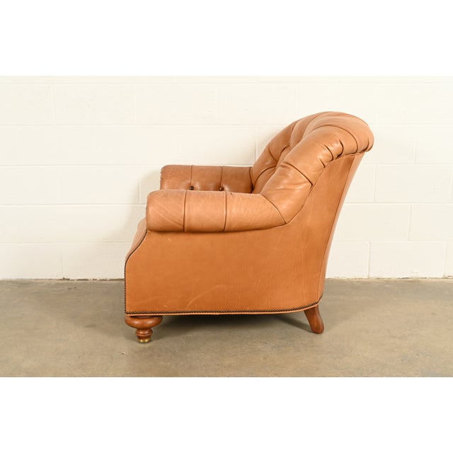 Baker Furniture Stately Homes Collection Late Victorian Tufted Leather Club Chair For Sale - Image 12 of 15