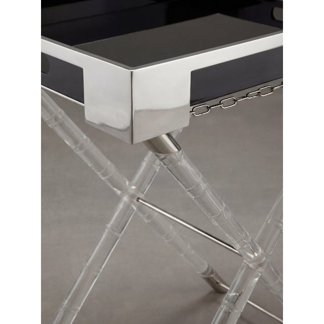 1970s Tray Table in Acrylic Glass, Faux Bamboo, and Chrome in the style of Maison Jansen, 1970s For Sale - Image 5 of 9
