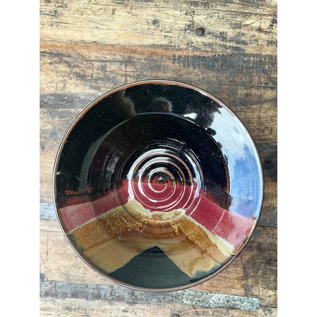 Brown Vintage Original Studio Pottery Bowl For Sale - Image 8 of 12