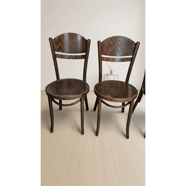 Vintage Ton Wooden Dining Chairs, 1940s, Set of 4 For Sale - Image 10 of 16