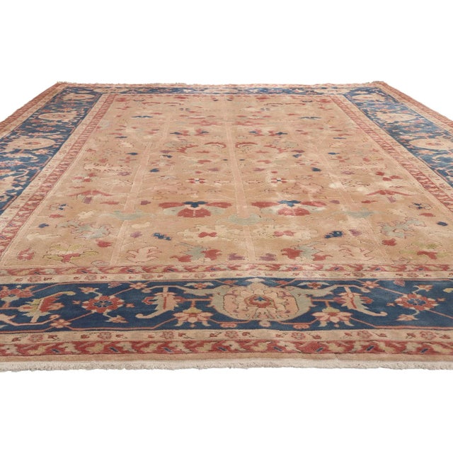 English Late 20th Century Vintage Turkish Oushak Rug - 08'08x 12'07 For Sale - Image 3 of 9
