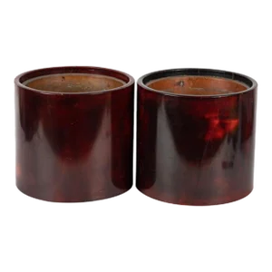 Pair Japanese Lacquer Hibachi