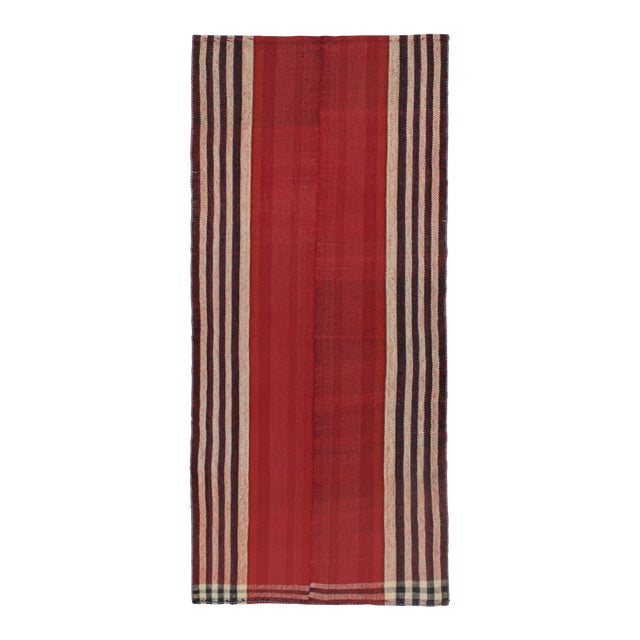 Red 1950s Vintage Persian Kilim Runner in Red With Blue and White Stripes by Rug & Kilim For Sale - Image 8 of 8