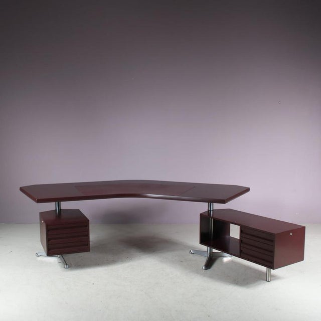 Brown Desk by Osvaldo Borsani for Tecno Milan, Italy, 1950s For Sale - Image 8 of 17