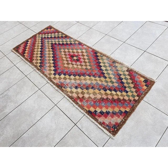 1960s Multicolored Vintage Custom & Modern Runner Rug For Sale - Image 11 of 11