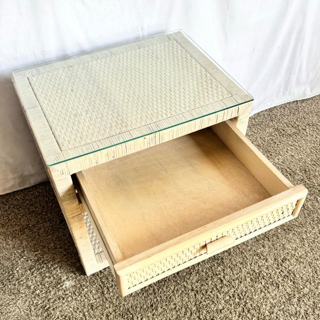 Boho Chic Boho Chick Wrapped Wicker Glass Top Nightstand For Sale - Image 3 of 7