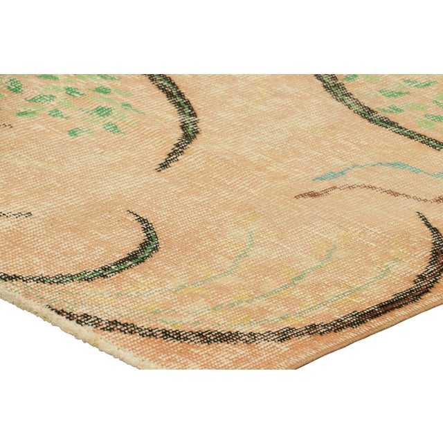 Vintage Zeki Müren Rug in Peach, With Colorful Geometric Patterns, From Rug & Kilim For Sale In New York - Image 6 of 7