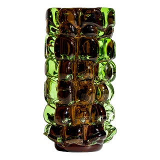 Pineapple Ananas Toffee Glass Vase by Frantisek Vizner for Skrdlovice, 1971 For Sale