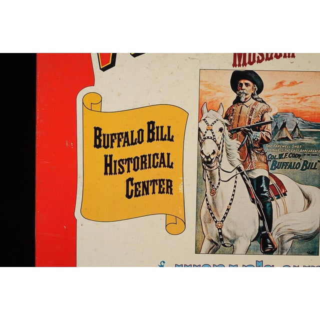 Late 20th Century 1976 Winchester Museum Buffalo Bill Tin Lithograph Advertising Sign For Sale - Image 5 of 13