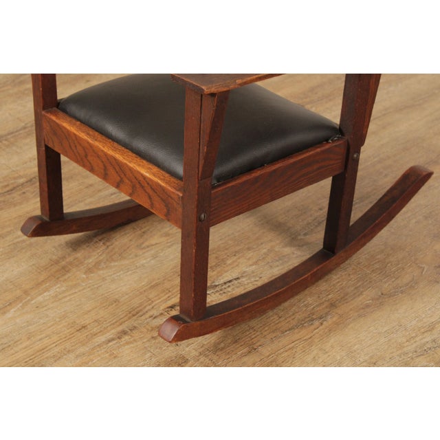 Wood Antique Mission Oak Children's Rocking Chair For Sale - Image 7 of 12