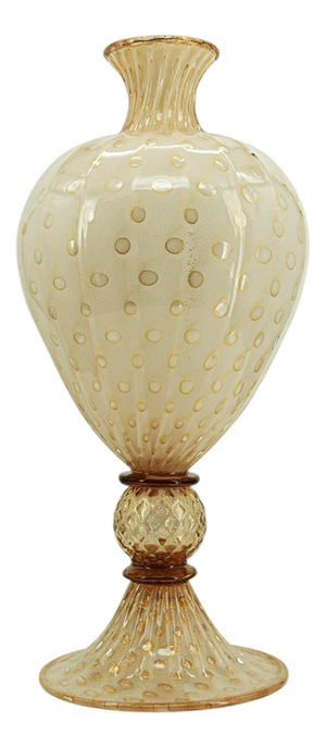 Large Submerged Balloton Footed Vase and Plate in Powder Pink and Cream Murano Glass, 1999, Set of 2