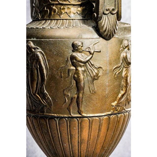 Large Cast Metal Antique Victorian Neoclassical Greek Grand Tour Style Urn Vase For Sale In New York - Image 6 of 12
