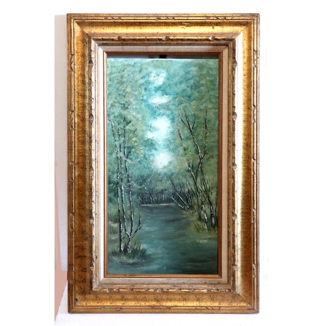 British Listed Artist, Emerald Green Vertical Landscape, by Anette Elias, Oil on Canvas For Sale - Image 10 of 11