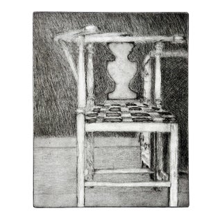 Vintage Abstract Chair Etching by Marilyn Lanfear For Sale