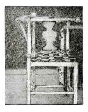 Vintage Abstract Chair Etching by Marilyn Lanfear