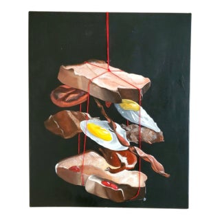 "Breakfast Deconstructed" Contemporary Surrealist Style Mixed-Media Painting by Grace Davis For Sale